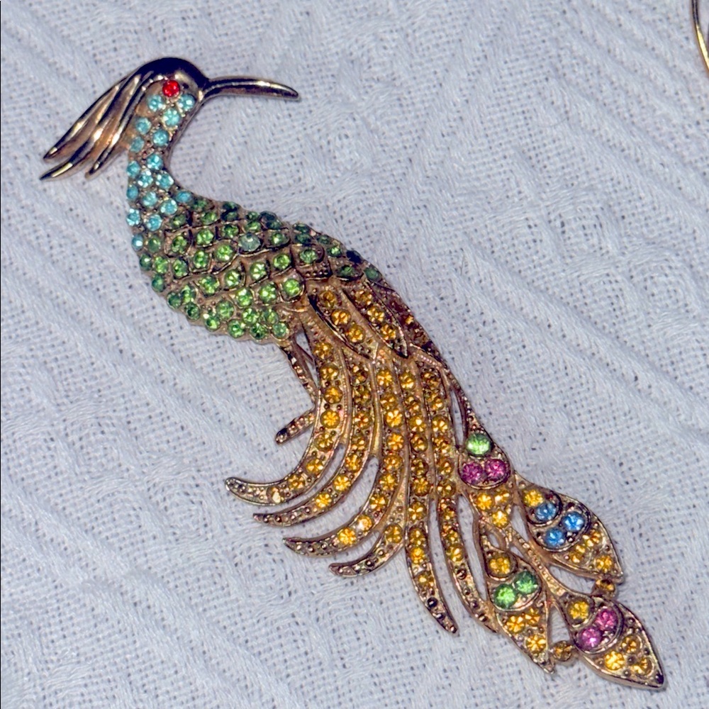 Lovely Large Vintage Peacock Bird Statement Brooch